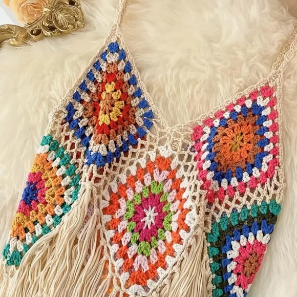Crochet Tassel Crop Top - Picture 2 of 5